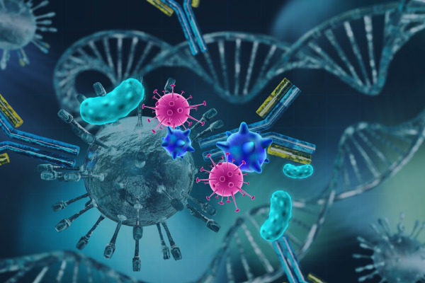 BCR/TCR immune profiling analysis services - illustration of an infectious disease microenvironment